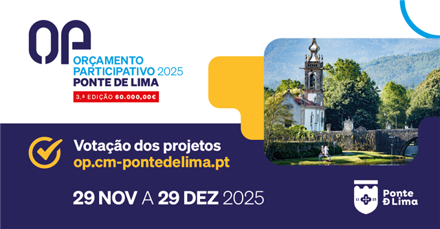3.ª edição do Orçamento Participativo de Ponte de Lima | Votação de 29 de novembro a 29 de dezembro